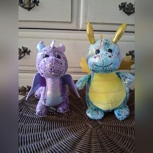Colorful 10" Plush Dragon Duo